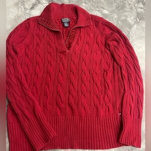 Vintage Polo Jeans Company Vintage Red Cable Knit 100% Cotton Sweater